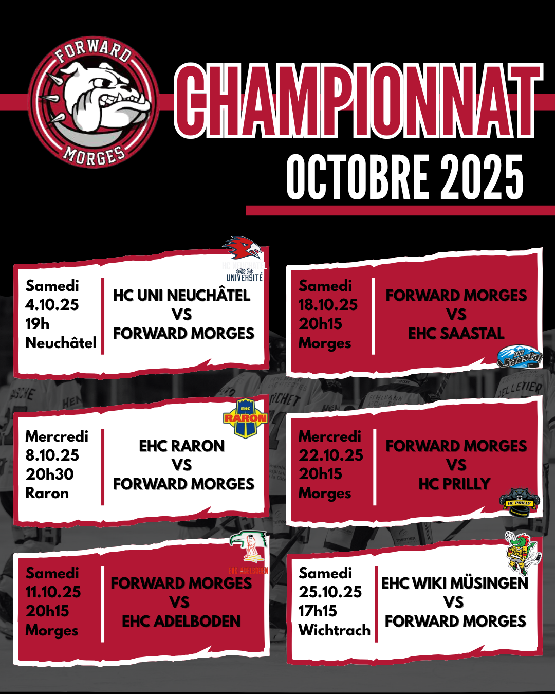 HC Forward Morges Liste de match du mois 1ere équipe