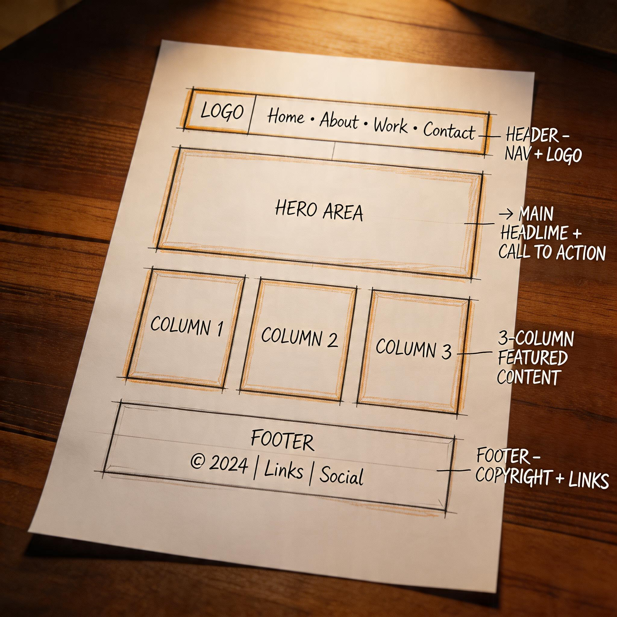 Wireframe de site web, illustration du service création web