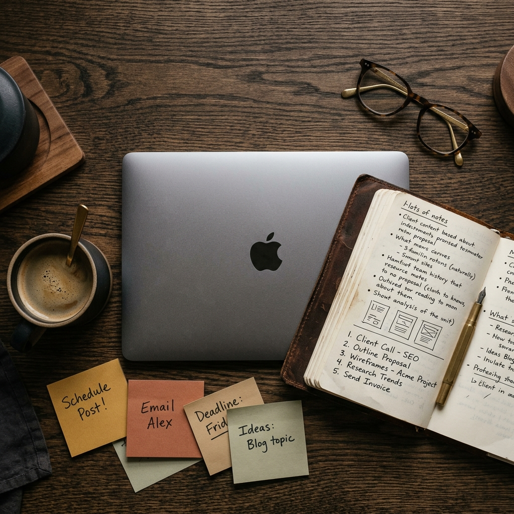 Flat lay studio avec casque et instruments, illustration du service univers sonores